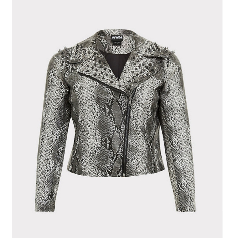 Torrid faux snakeskin leather studded jacket